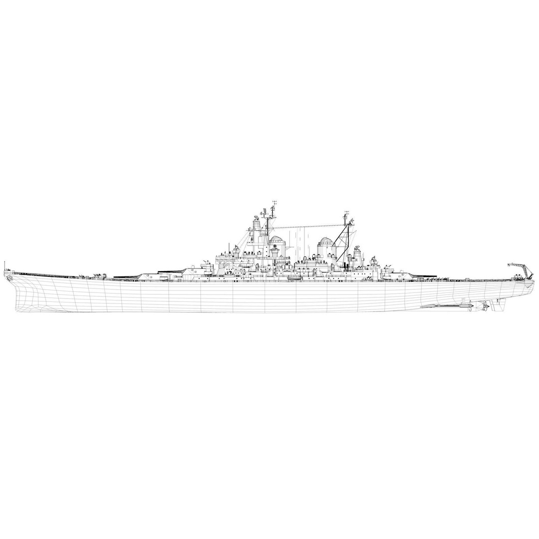 Iowa Class Battleship Missouri 3D Model – Rigged Military Vessel, FBX - View 15