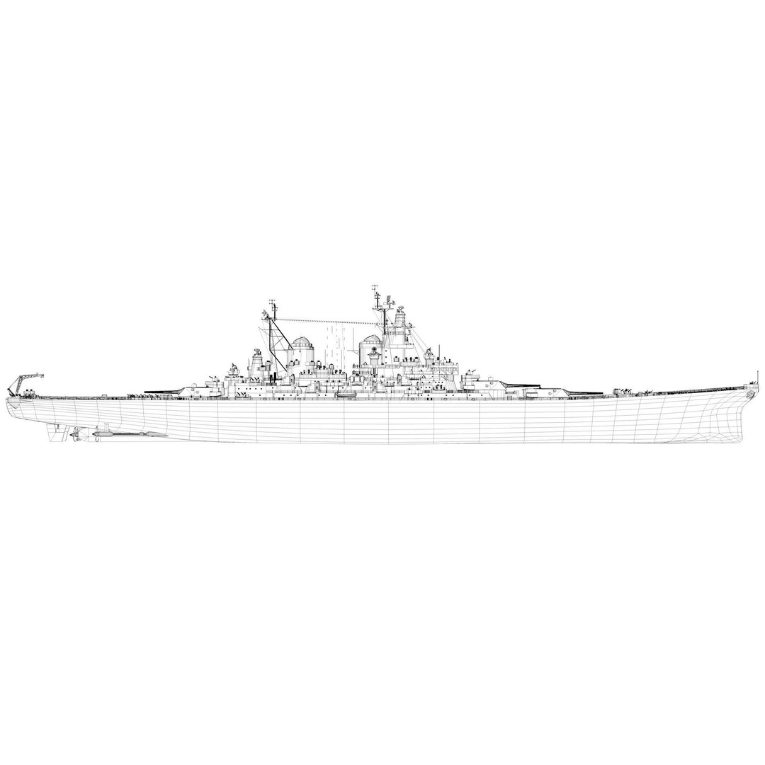 Iowa Class Battleship Missouri 3D Model – Rigged Military Vessel, FBX - View 16