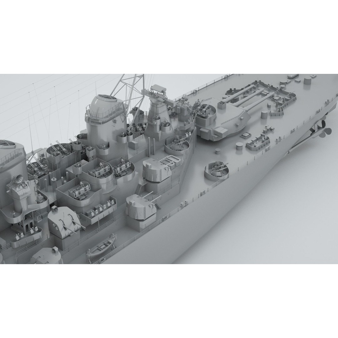 Iowa Class Battleship Missouri 3D Model – Rigged Military Vessel, FBX - View 8