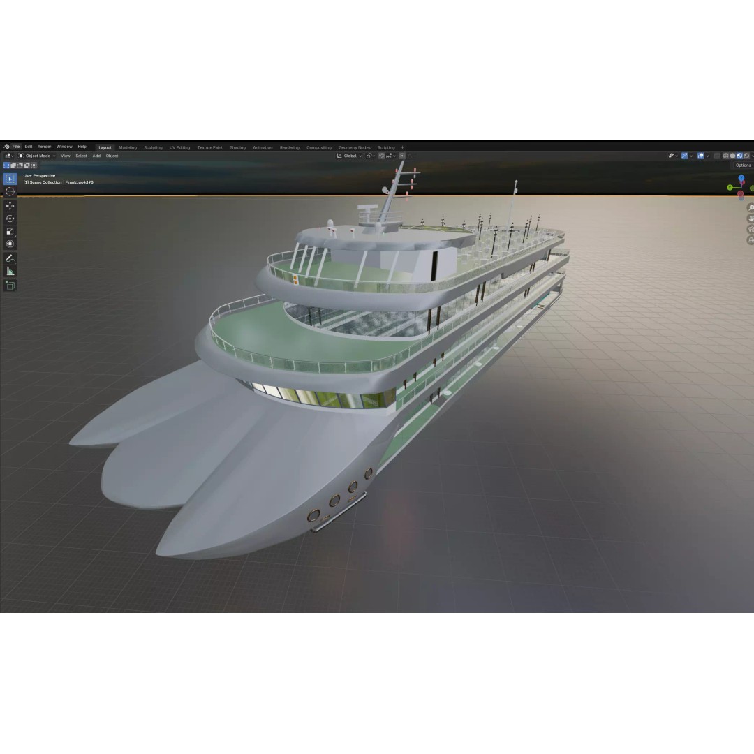 Luxury Multi-Deck Cruise Ship 3D Model – Realistic Marine Asset, FBX, OBJ - View 11
