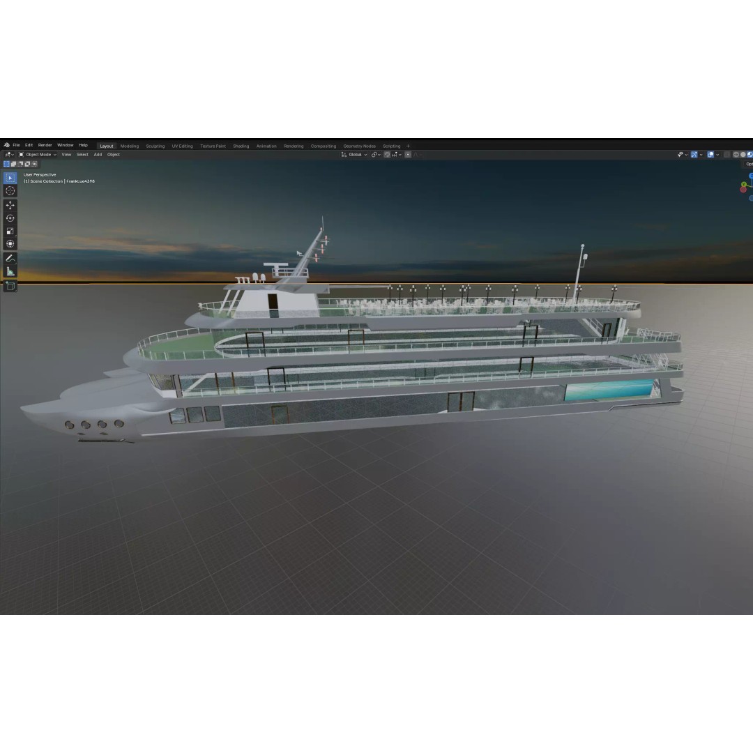 Luxury Multi-Deck Cruise Ship 3D Model – Realistic Marine Asset, FBX, OBJ - View 12