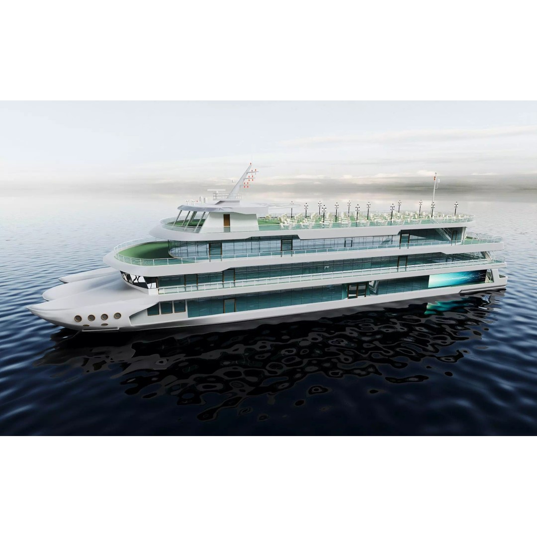 Luxury Multi-Deck Cruise Ship 3D Model – Realistic Marine Asset, FBX, OBJ - View 4