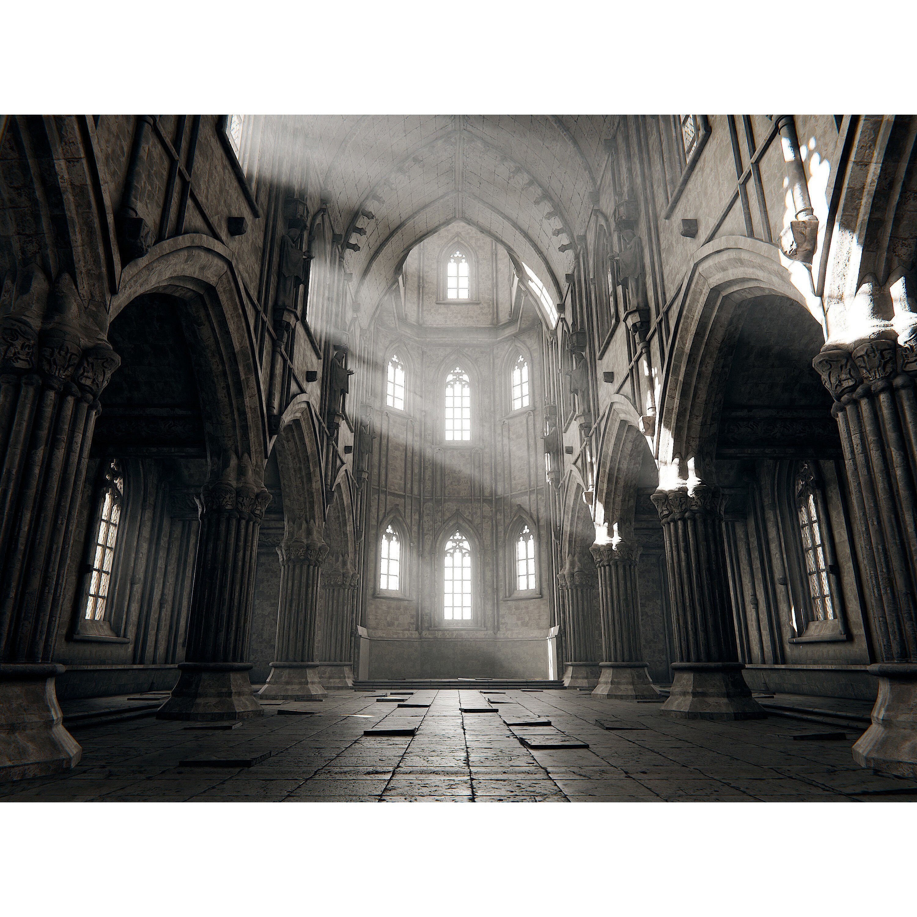 Gothic Cathedral - PBR Game-Ready 3D Model - View 4