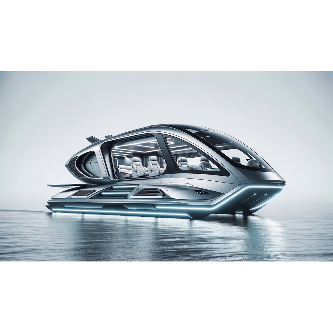 Futuristic Houseboat 3D Model – PBR Textured, Game Ready, FBX