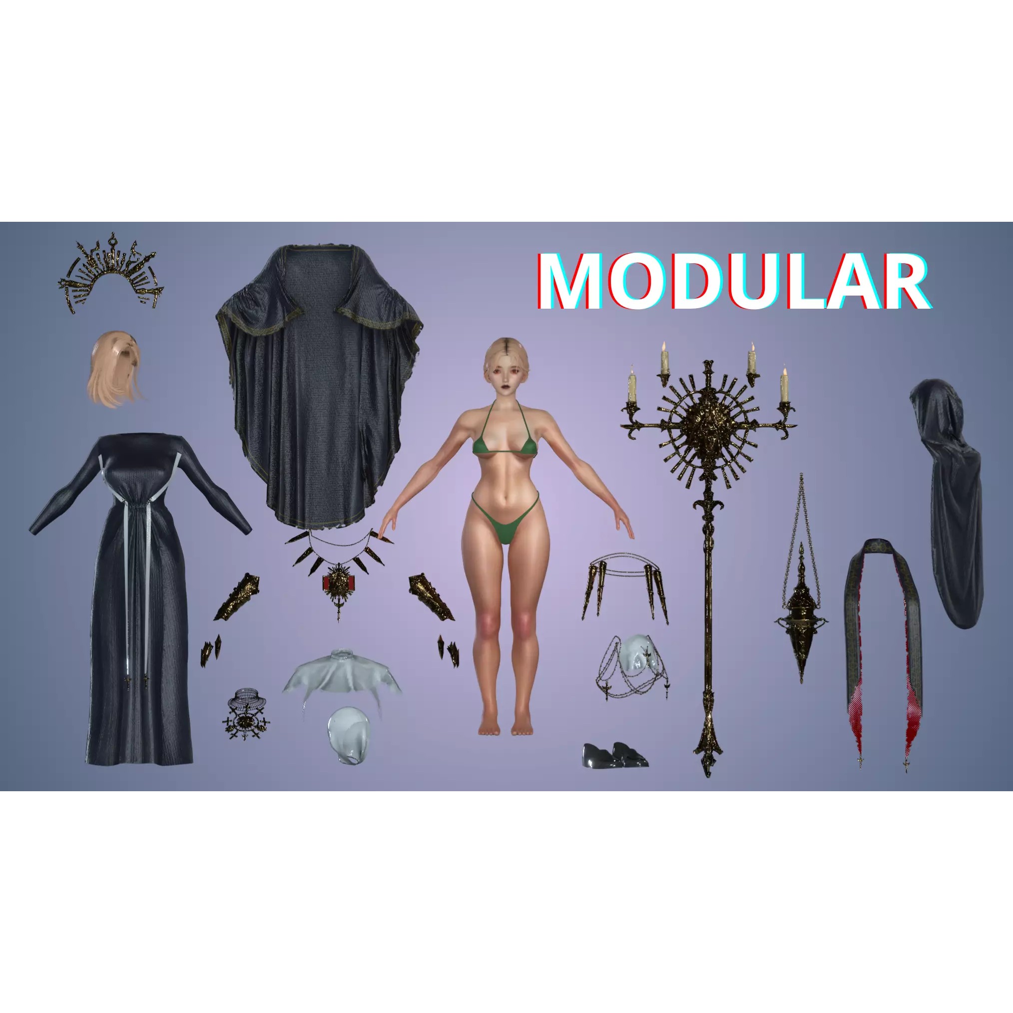 Dark Priestess - Low-Poly Game-Ready 3D Model - View 12