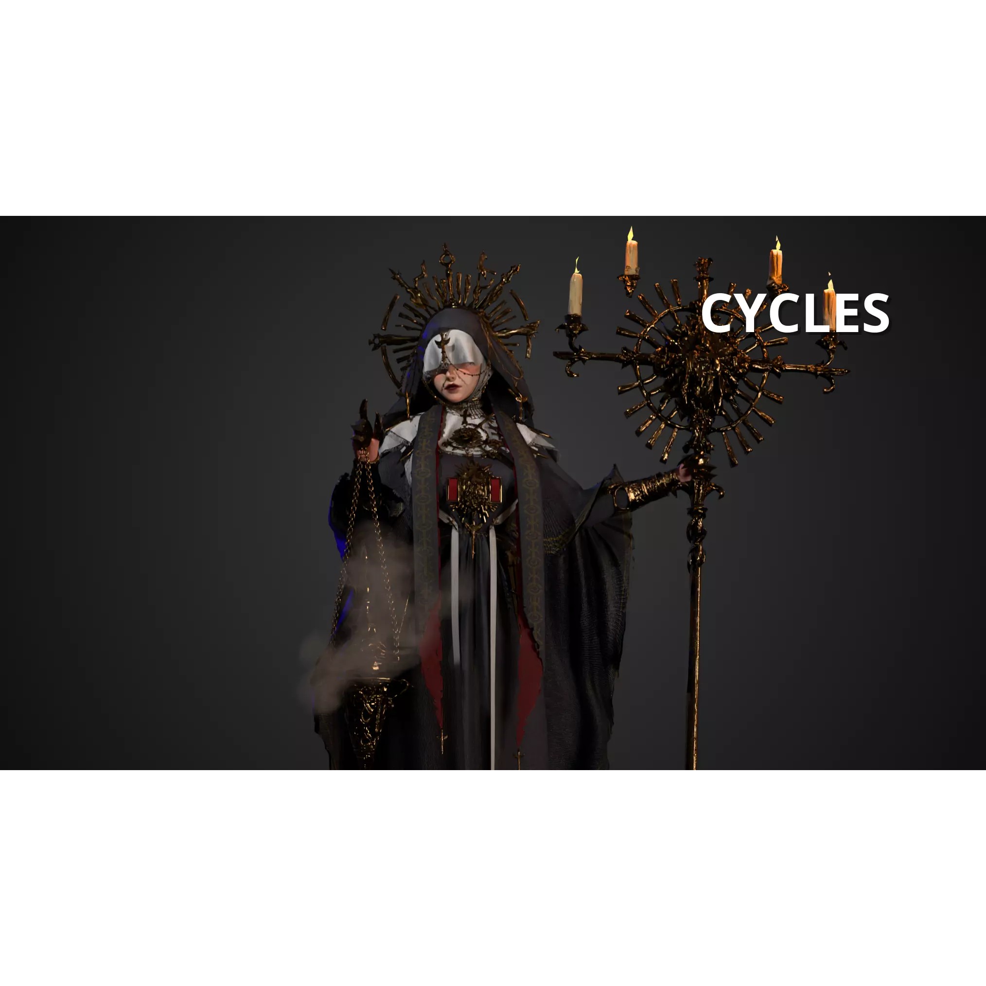 Dark Priestess - Low-Poly Game-Ready 3D Model - View 13
