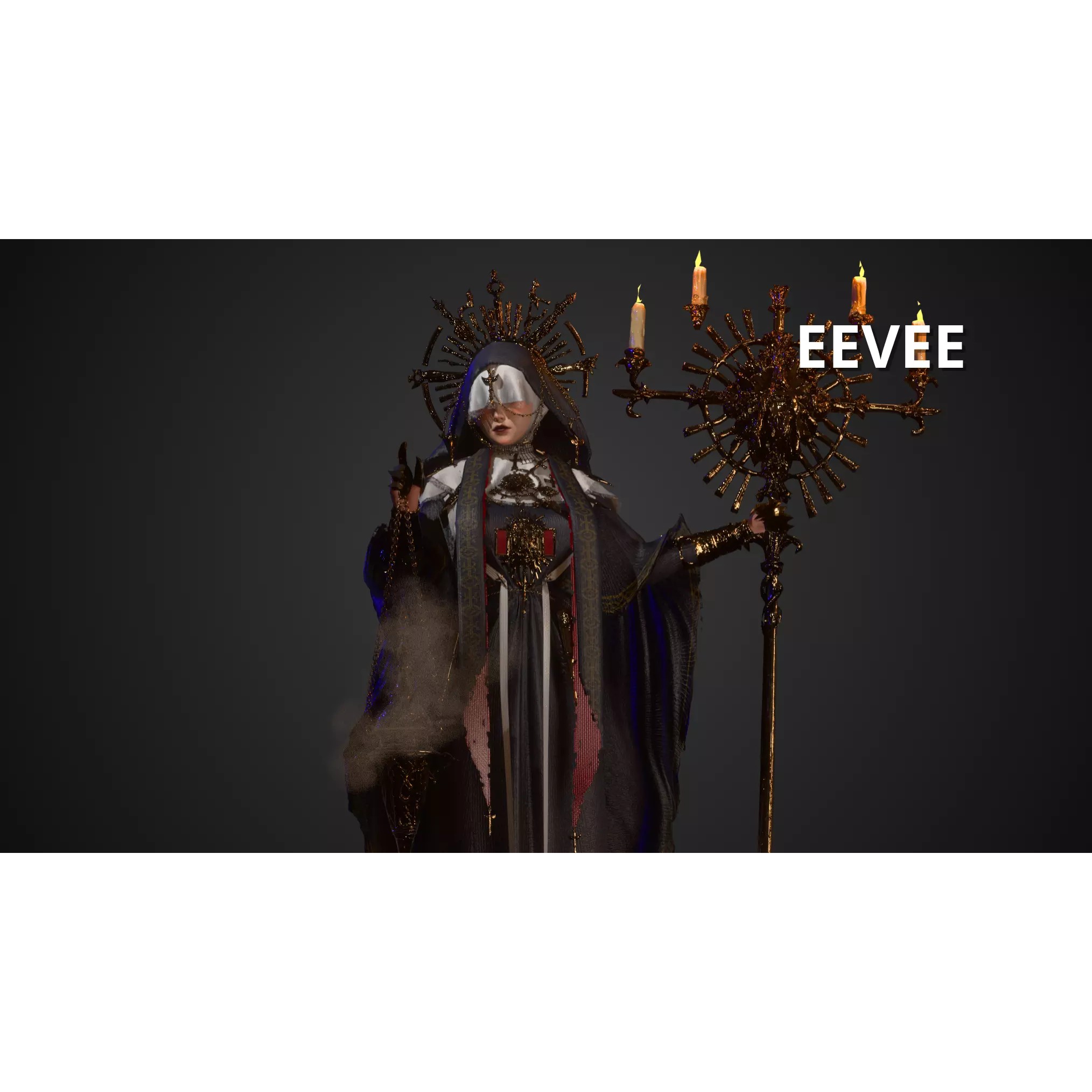 Dark Priestess - Low-Poly Game-Ready 3D Model - View 14
