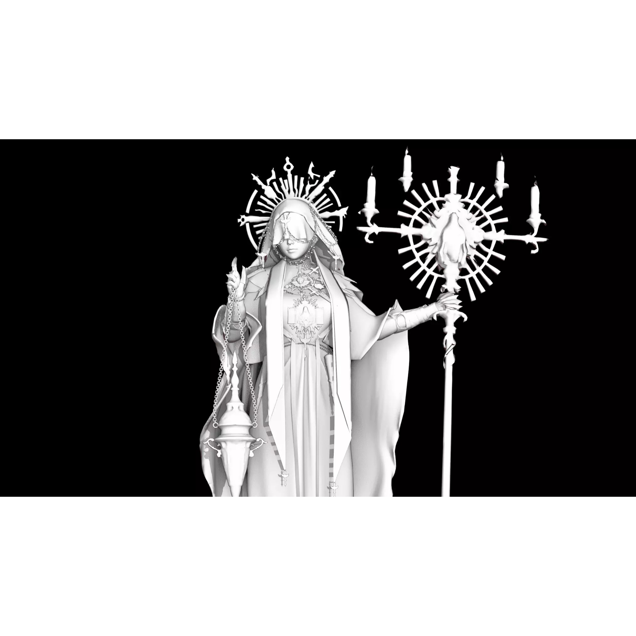 Dark Priestess - Low-Poly Game-Ready 3D Model - View 15