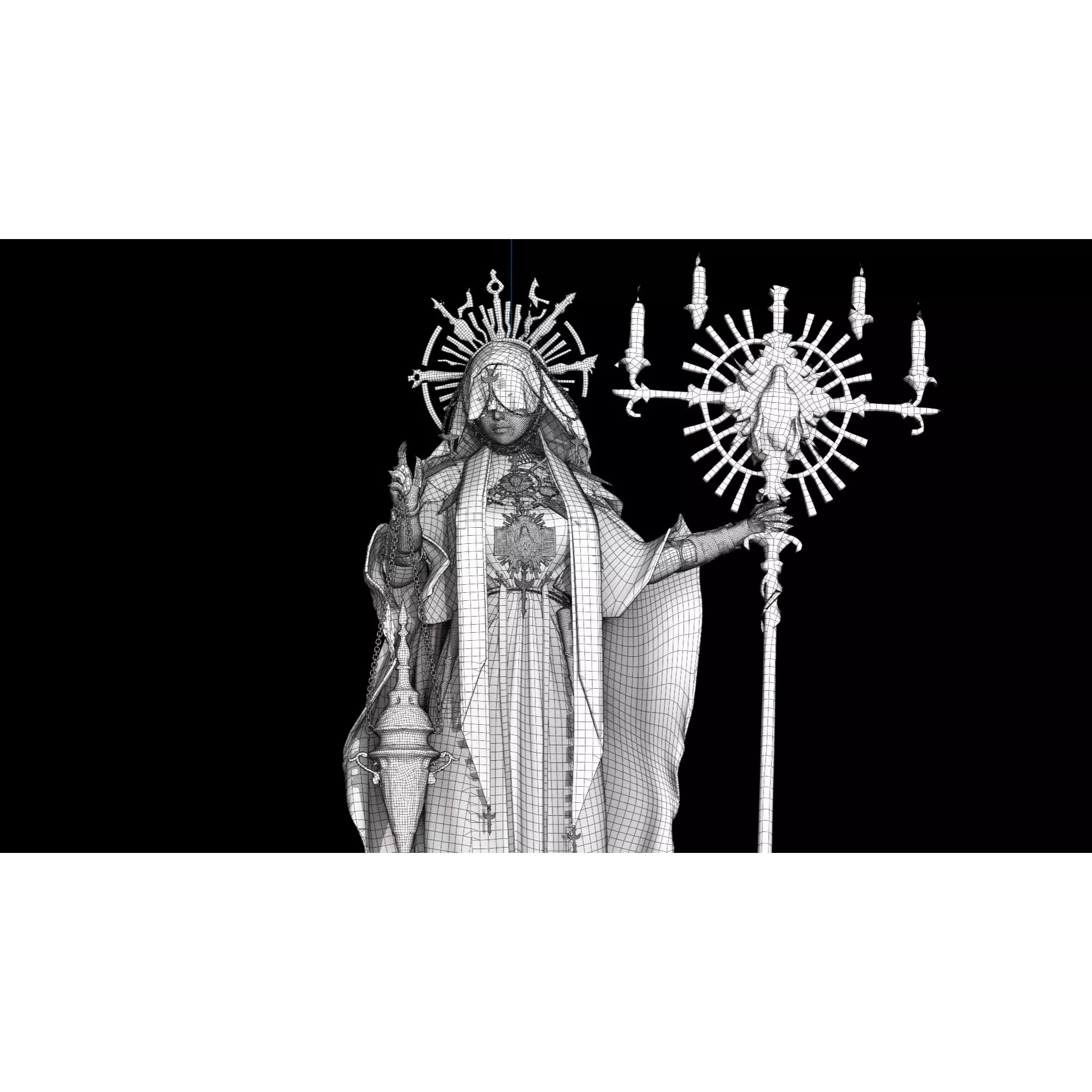 Dark Priestess - Low-Poly Game-Ready 3D Model - View 16