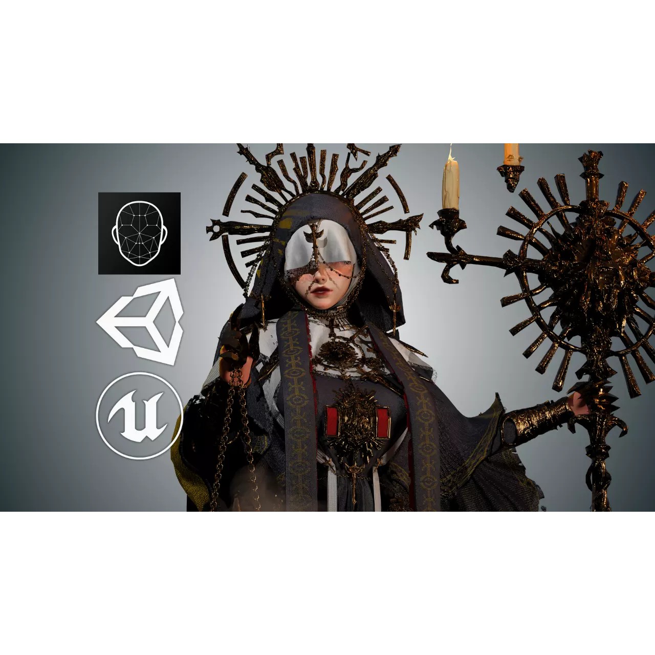 Dark Priestess - Low-Poly Game-Ready 3D Model - View 2