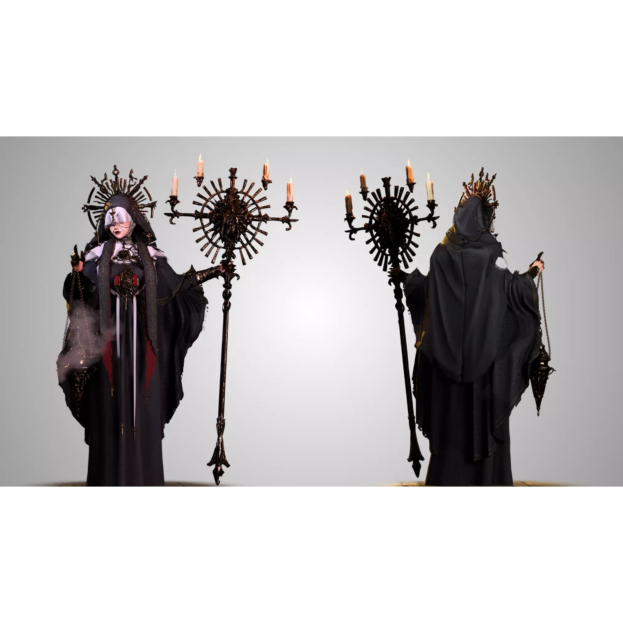 Dark Priestess - Low-Poly Game-Ready 3D Model - View 4