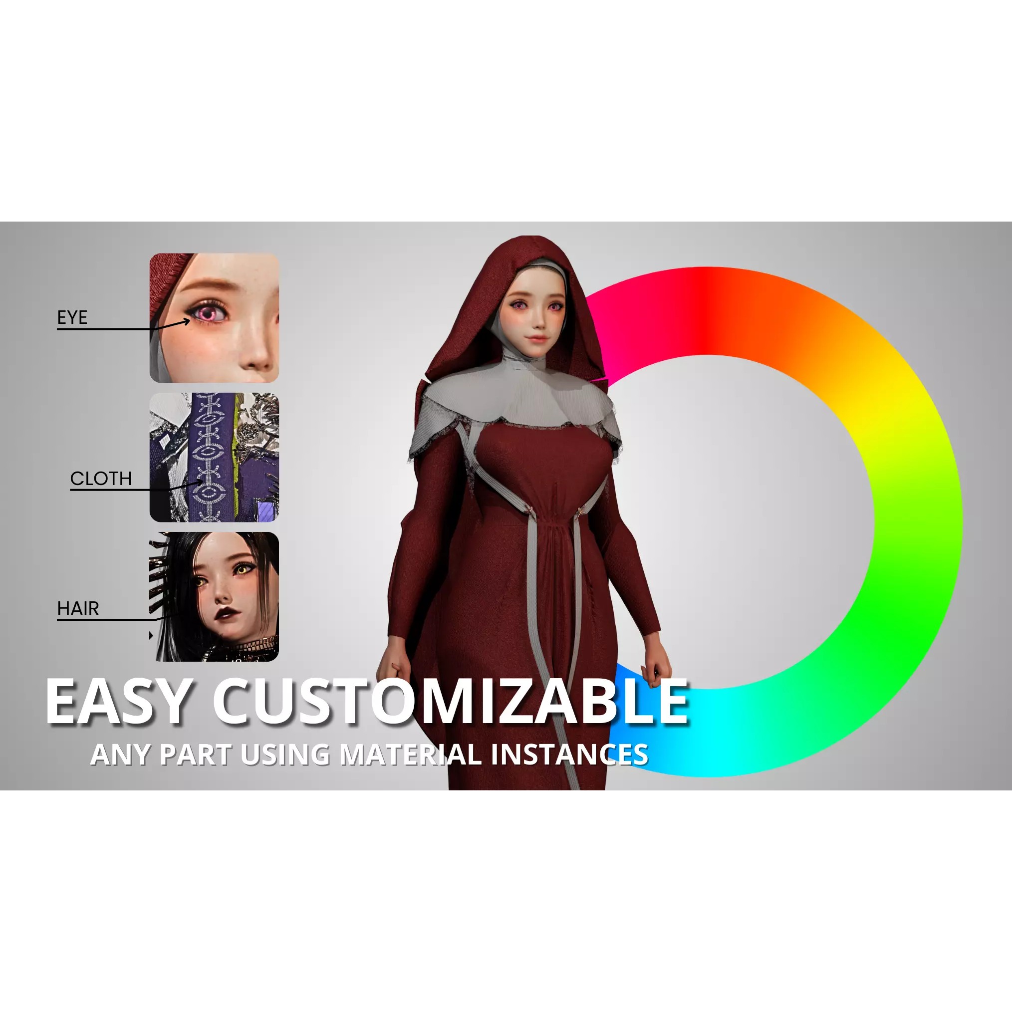 Dark Priestess - Low-Poly Game-Ready 3D Model - View 5