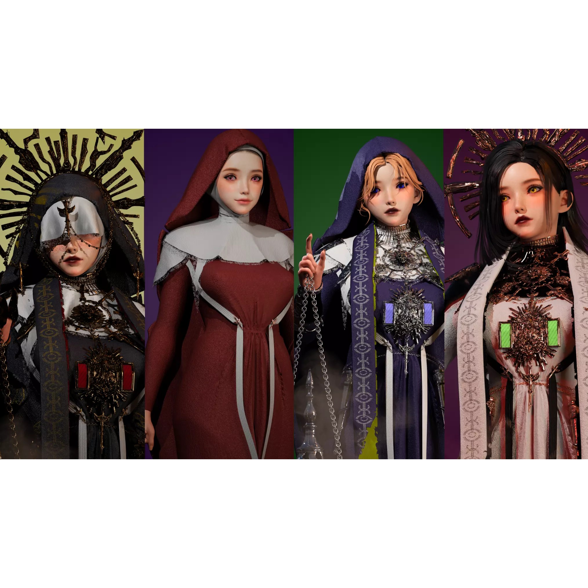 Dark Priestess - Low-Poly Game-Ready 3D Model - View 6