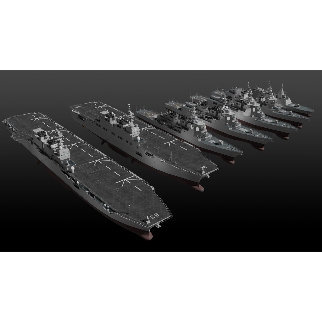 JMSDF Surface Fleet 3D Model – Military Warships, PBR Textures, Blender, FBX - View 3