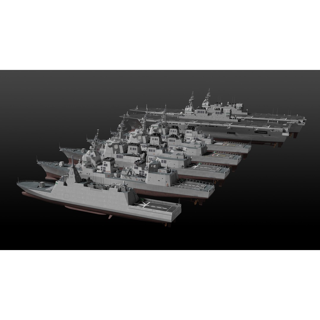 JMSDF Surface Fleet 3D Model – Military Warships, PBR Textures, Blender, FBX - View 4