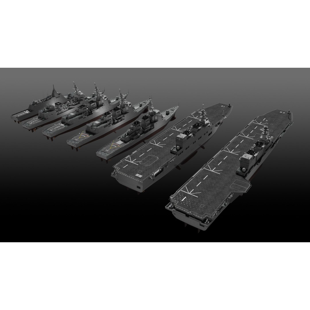 JMSDF Surface Fleet 3D Model – Military Warships, PBR Textures, Blender, FBX - View 5