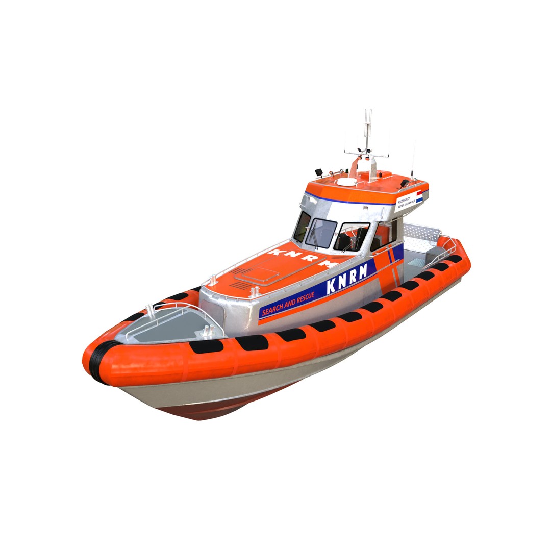 KNRM Rescue Boat 3D Model – Highly Detailed Vessel, FBX & OBJ Formats - View 3