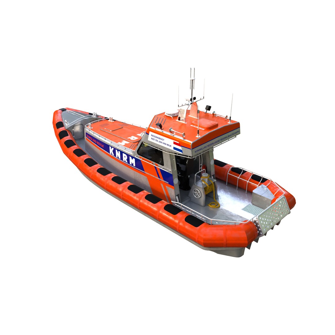 KNRM Rescue Boat 3D Model – Highly Detailed Vessel, FBX & OBJ Formats - View 4