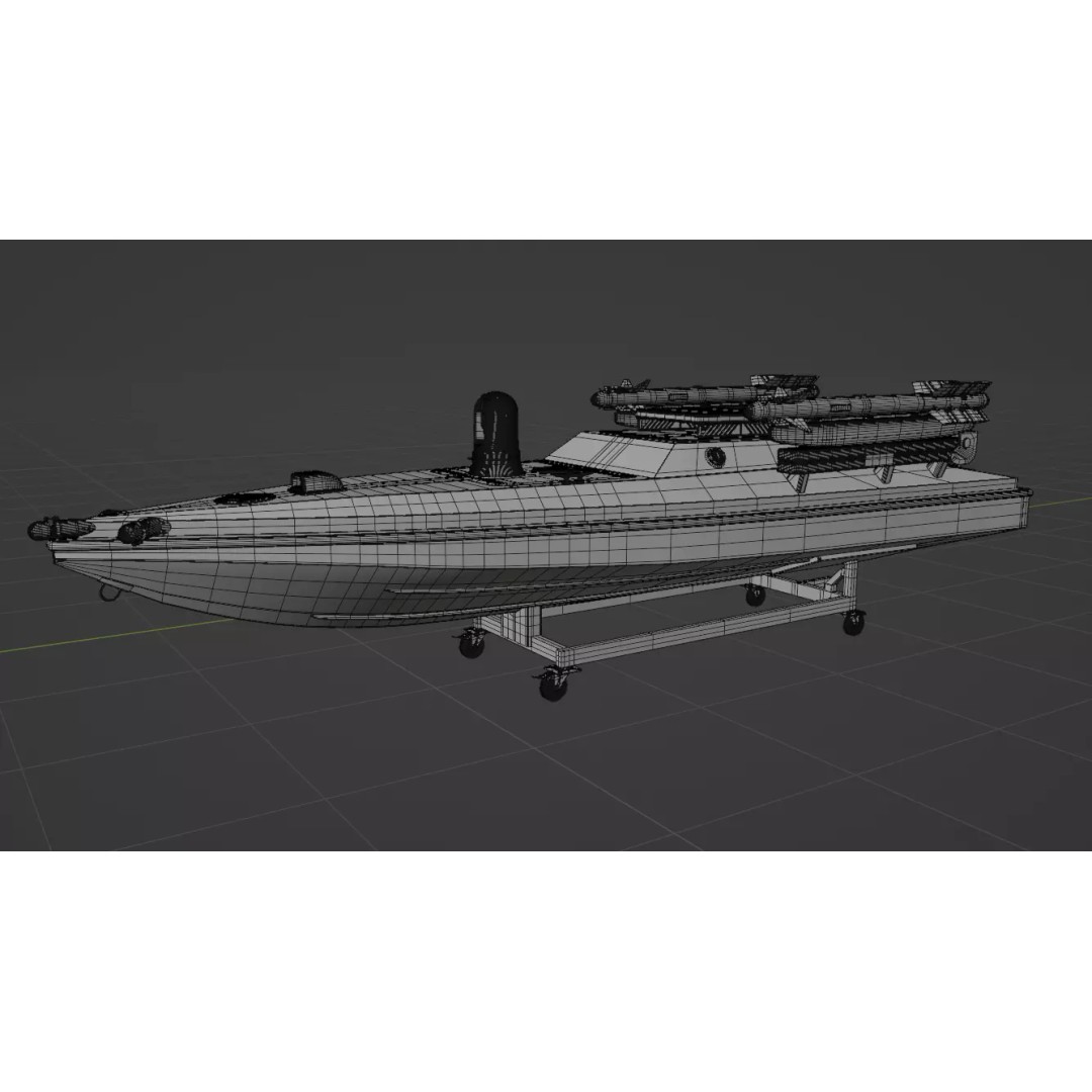 Magura V5 Naval Drone 3D Model – Low Poly Military Watercraft, FBX - View 4