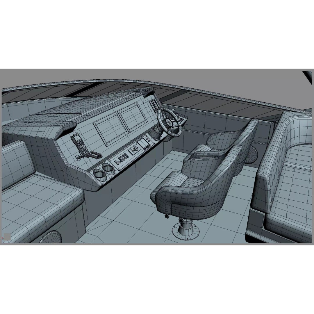Luxury Motor Flybridge Yacht 3D Model – High Poly PBR Asset, FBX, OBJ, C4D