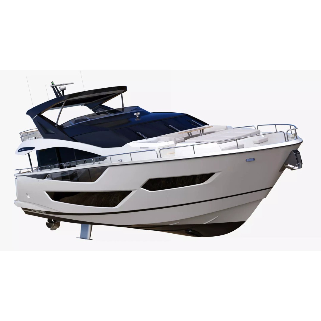 Luxury Motor Flybridge Yacht 3D Model – High Poly PBR Asset, FBX, OBJ, C4D - View 10