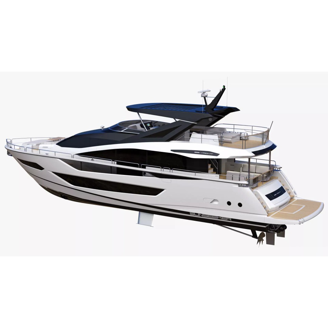 Luxury Motor Flybridge Yacht 3D Model – High Poly PBR Asset, FBX, OBJ, C4D - View 13