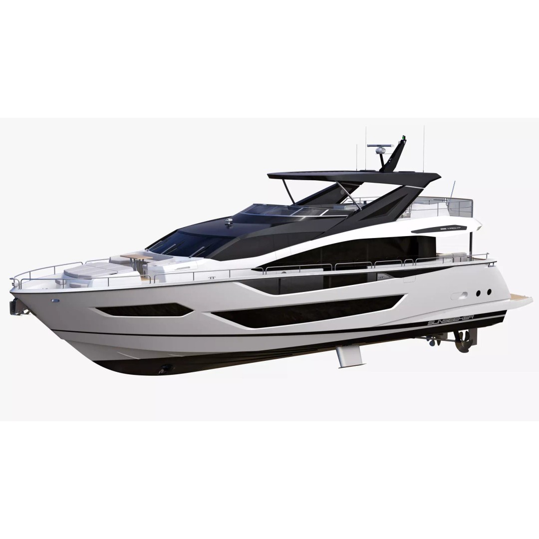 Luxury Motor Flybridge Yacht 3D Model – High Poly PBR Asset, FBX, OBJ, C4D - View 14
