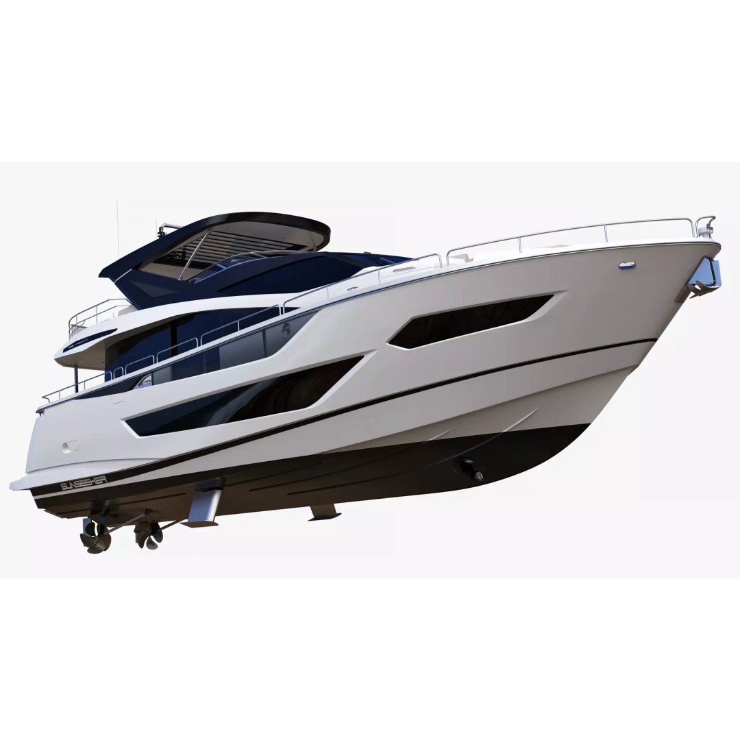Luxury Motor Flybridge Yacht 3D Model – High Poly PBR Asset, FBX, OBJ, C4D - View 17