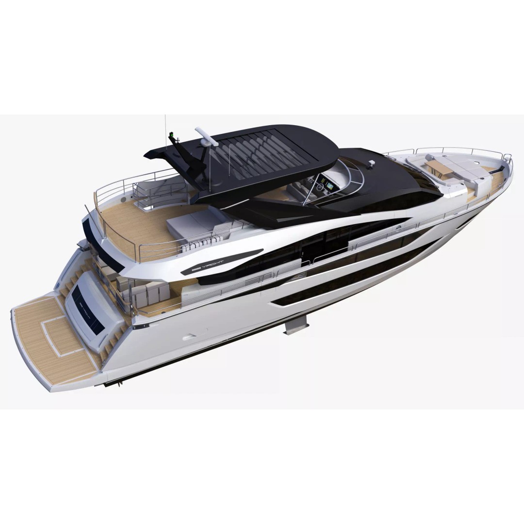 Luxury Motor Flybridge Yacht 3D Model – High Poly PBR Asset, FBX, OBJ, C4D - View 18