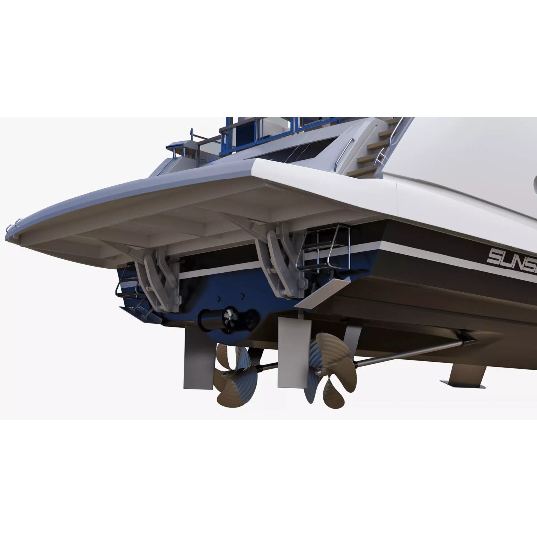 Luxury Motor Flybridge Yacht 3D Model – High Poly PBR Asset, FBX, OBJ, C4D - View 27