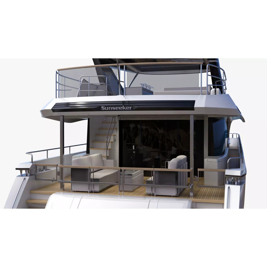Luxury Motor Flybridge Yacht 3D Model – High Poly PBR Asset, FBX, OBJ, C4D - View 28