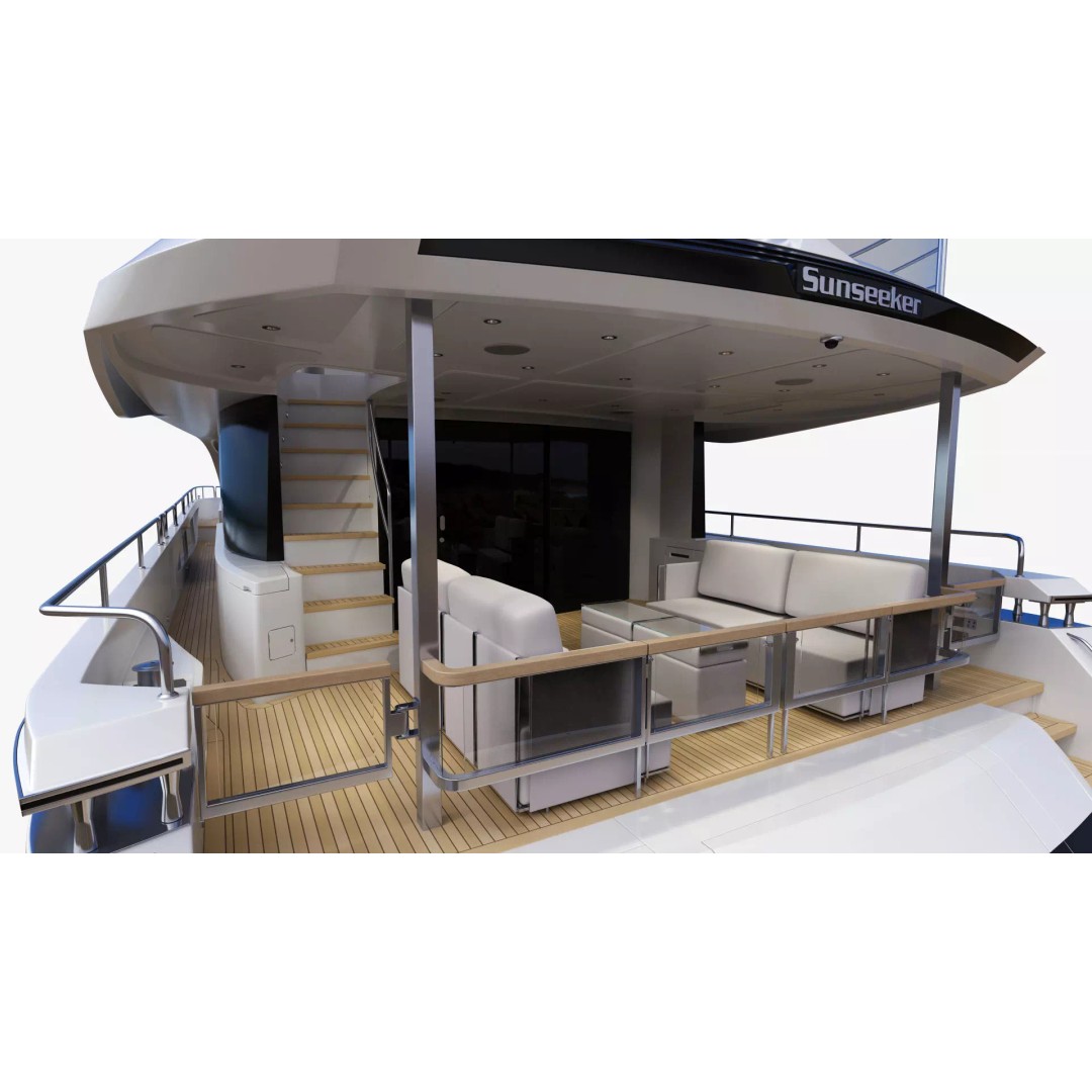 Luxury Motor Flybridge Yacht 3D Model – High Poly PBR Asset, FBX, OBJ, C4D - View 29