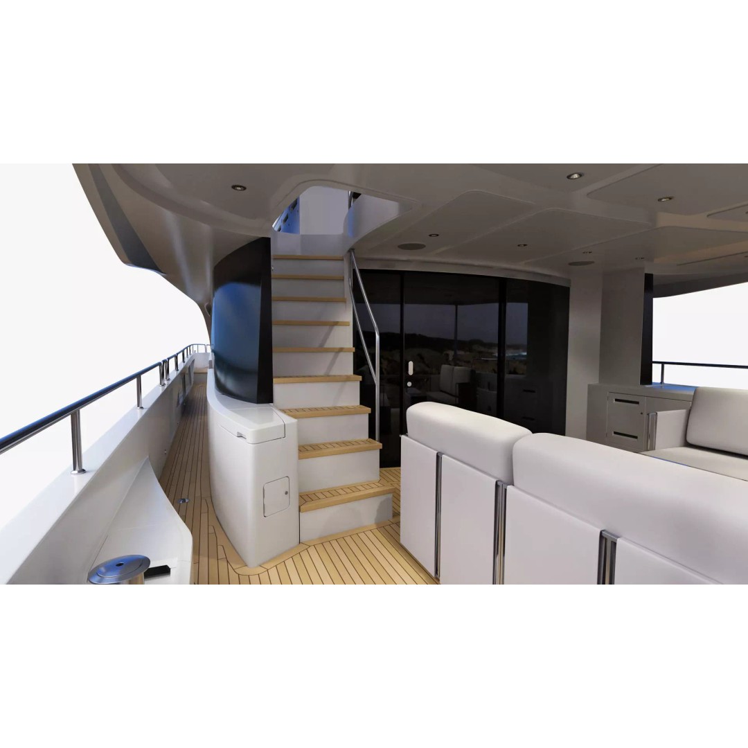 Luxury Motor Flybridge Yacht 3D Model – High Poly PBR Asset, FBX, OBJ, C4D - View 30