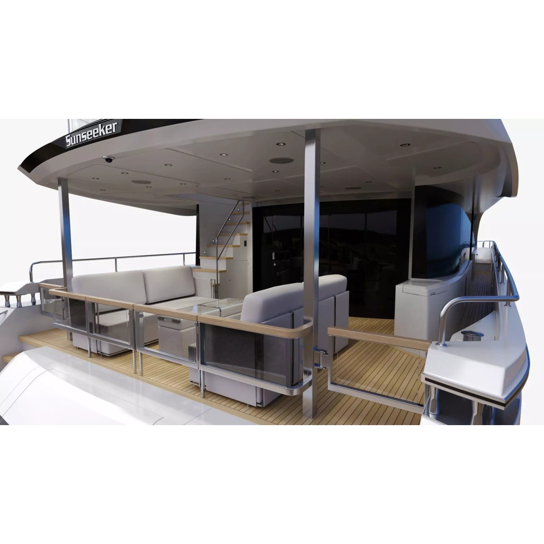 Luxury Motor Flybridge Yacht 3D Model – High Poly PBR Asset, FBX, OBJ, C4D - View 31