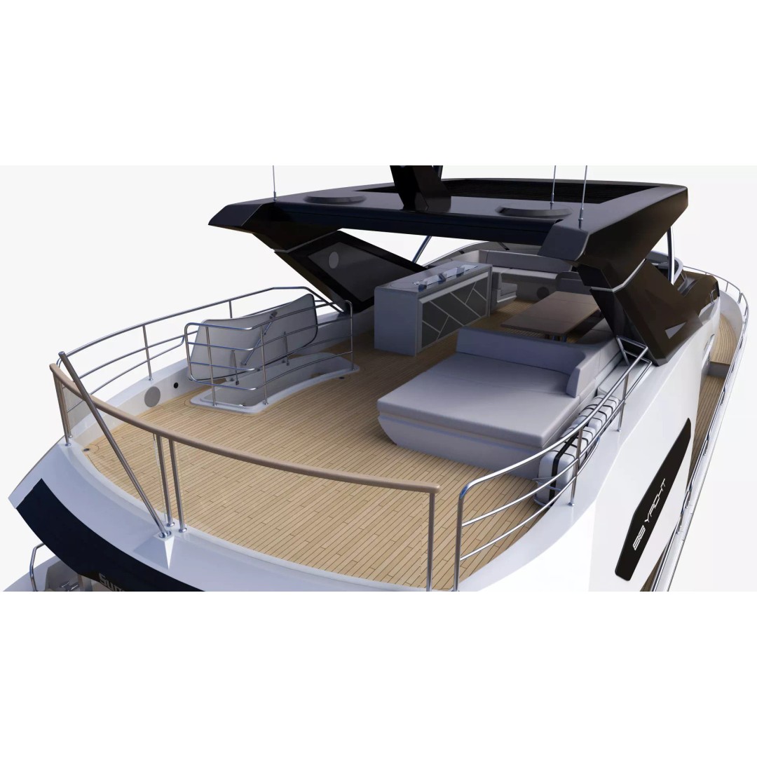 Luxury Motor Flybridge Yacht 3D Model – High Poly PBR Asset, FBX, OBJ, C4D - View 37