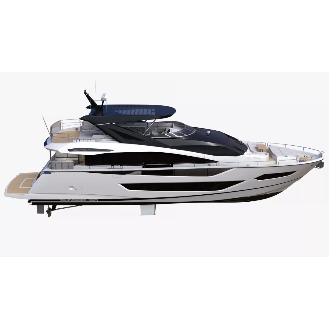 Luxury Motor Flybridge Yacht 3D Model – High Poly PBR Asset, FBX, OBJ, C4D - View 4