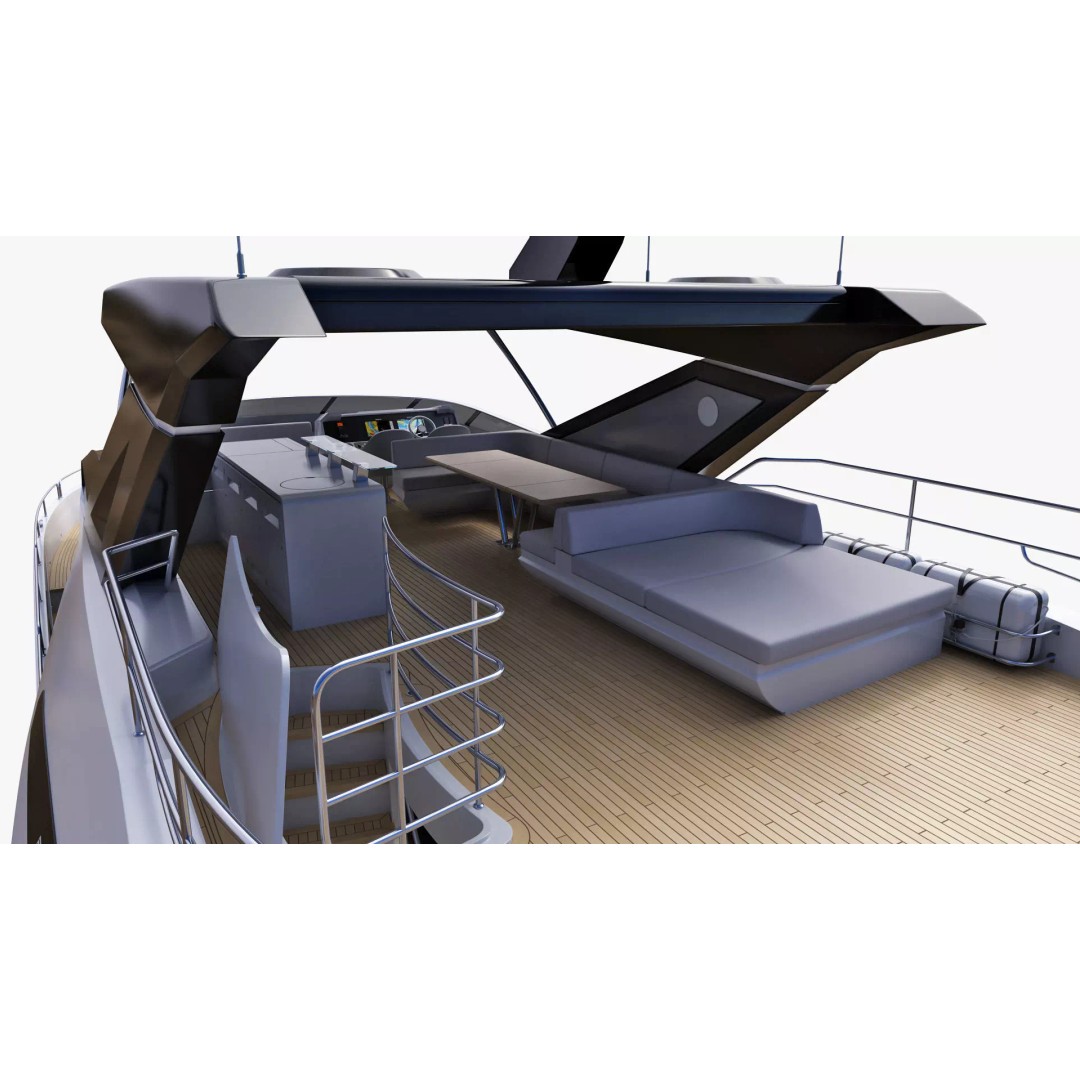 Luxury Motor Flybridge Yacht 3D Model – High Poly PBR Asset, FBX, OBJ, C4D - View 40