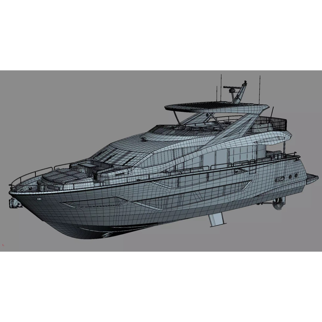 Luxury Motor Flybridge Yacht 3D Model – High Poly PBR Asset, FBX, OBJ, C4D - View 48