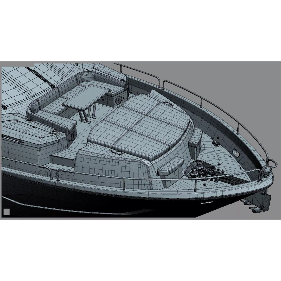 Luxury Motor Flybridge Yacht 3D Model – High Poly PBR Asset, FBX, OBJ, C4D - View 50