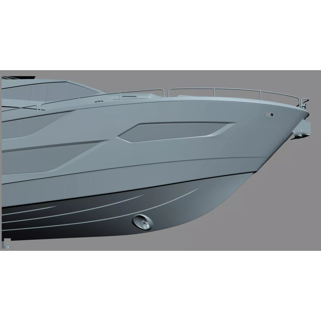 Luxury Motor Flybridge Yacht 3D Model – High Poly PBR Asset, FBX, OBJ, C4D - View 51