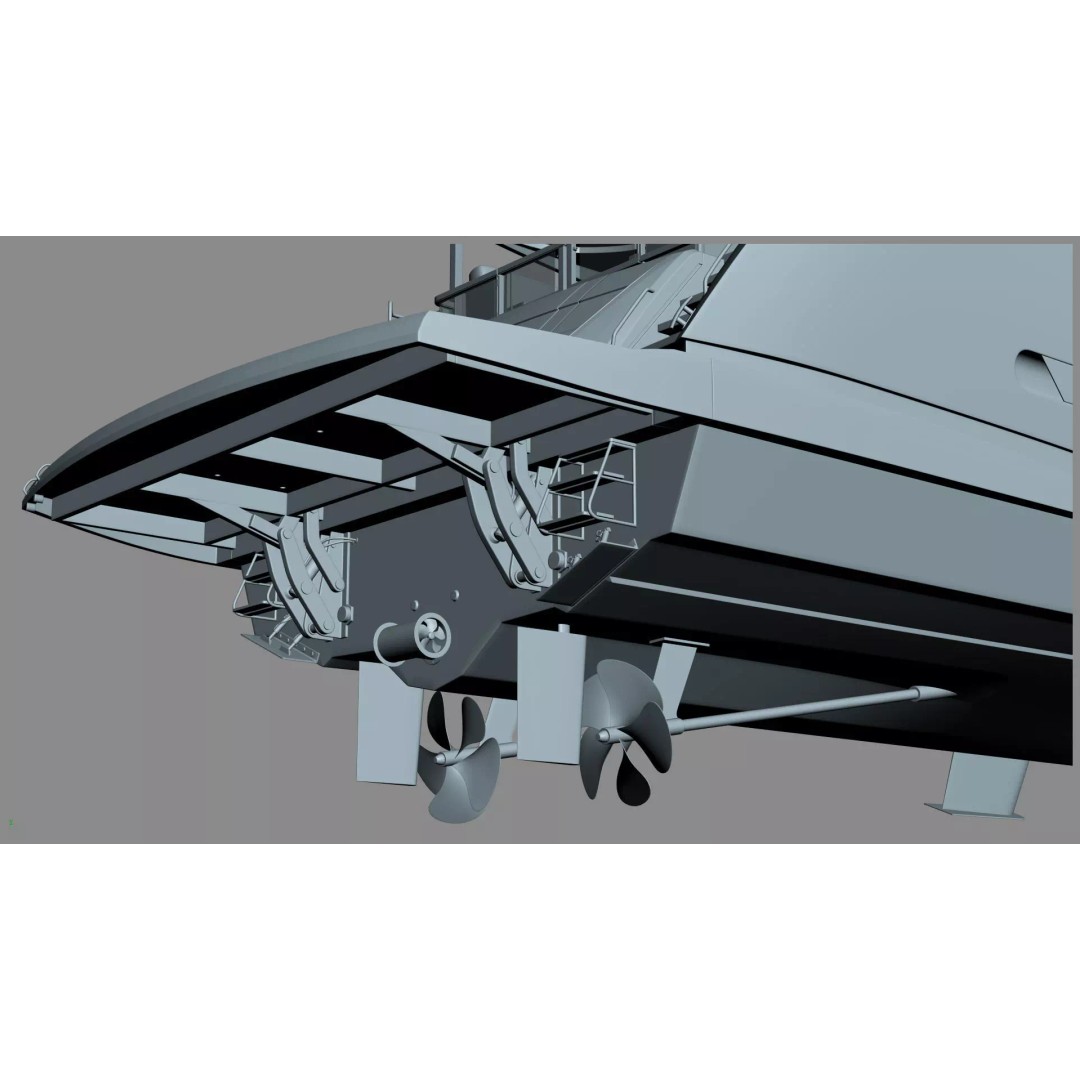 Luxury Motor Flybridge Yacht 3D Model – High Poly PBR Asset, FBX, OBJ, C4D - View 53