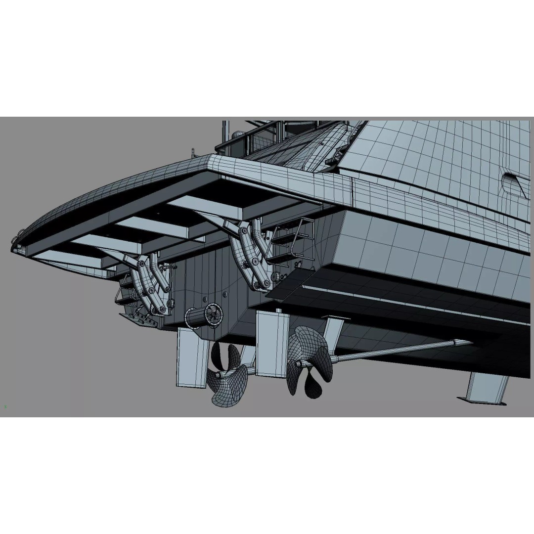 Luxury Motor Flybridge Yacht 3D Model – High Poly PBR Asset, FBX, OBJ, C4D - View 54