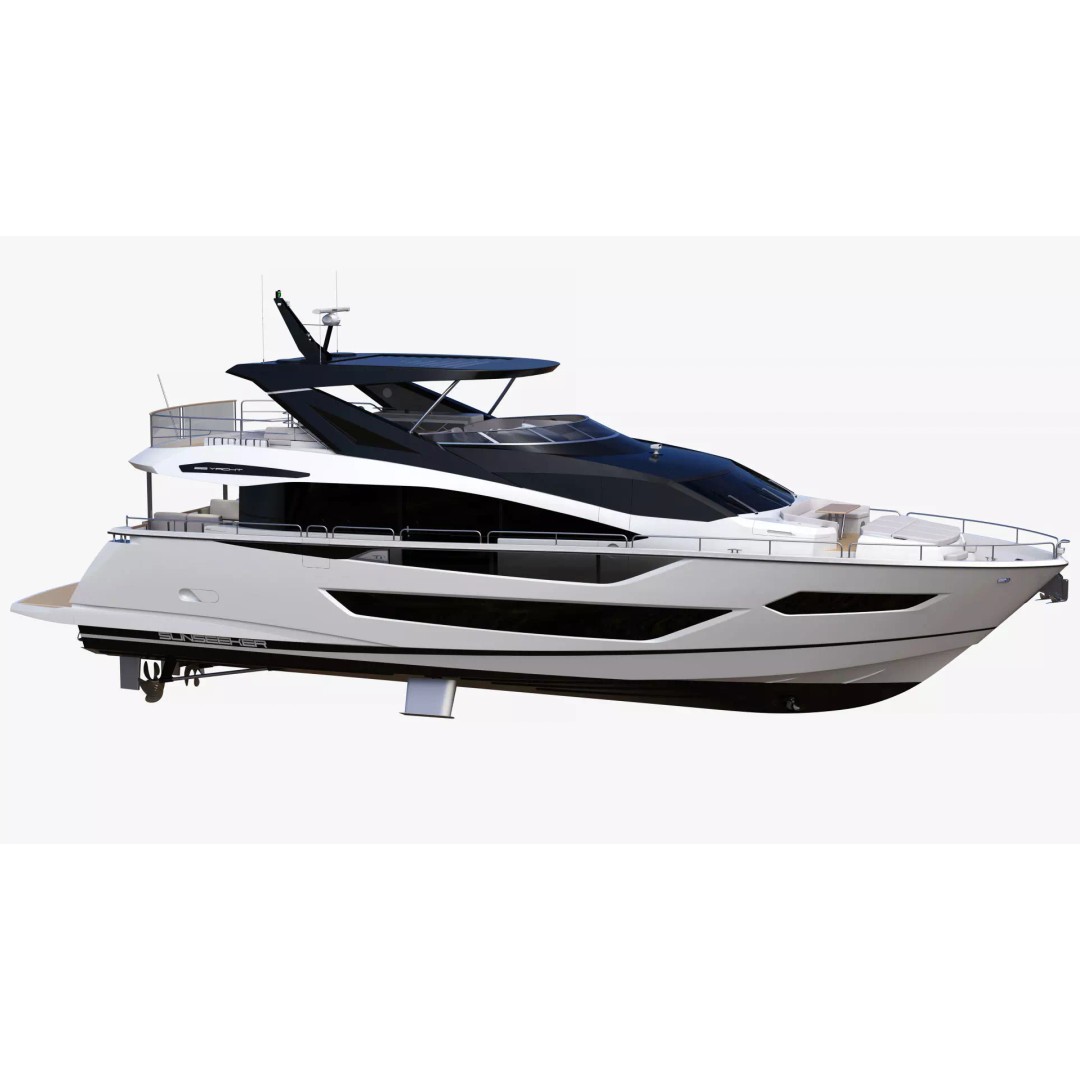 Luxury Motor Flybridge Yacht 3D Model – High Poly PBR Asset, FBX, OBJ, C4D - View 7
