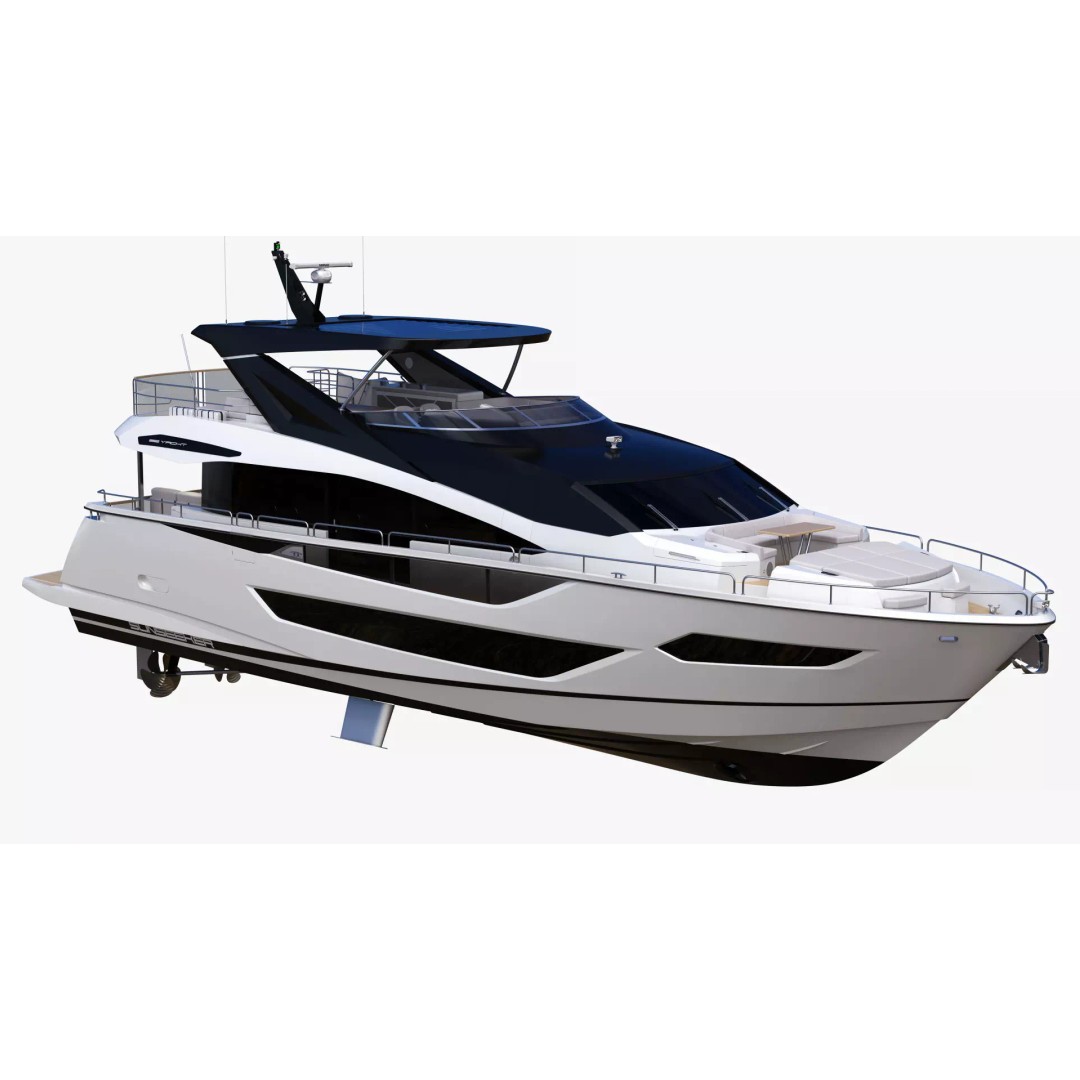 Luxury Motor Flybridge Yacht 3D Model – High Poly PBR Asset, FBX, OBJ, C4D - View 8
