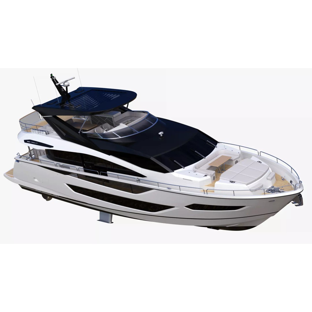 Luxury Motor Flybridge Yacht 3D Model – High Poly PBR Asset, FBX, OBJ, C4D - View 9