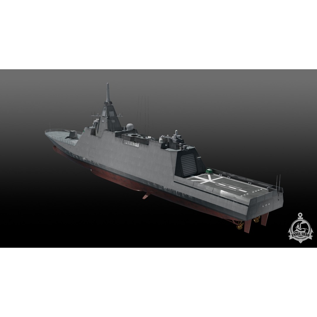 Mogami FFM-1 3D Model – Low Poly Stealth Frigate, PBR Textures - View 10