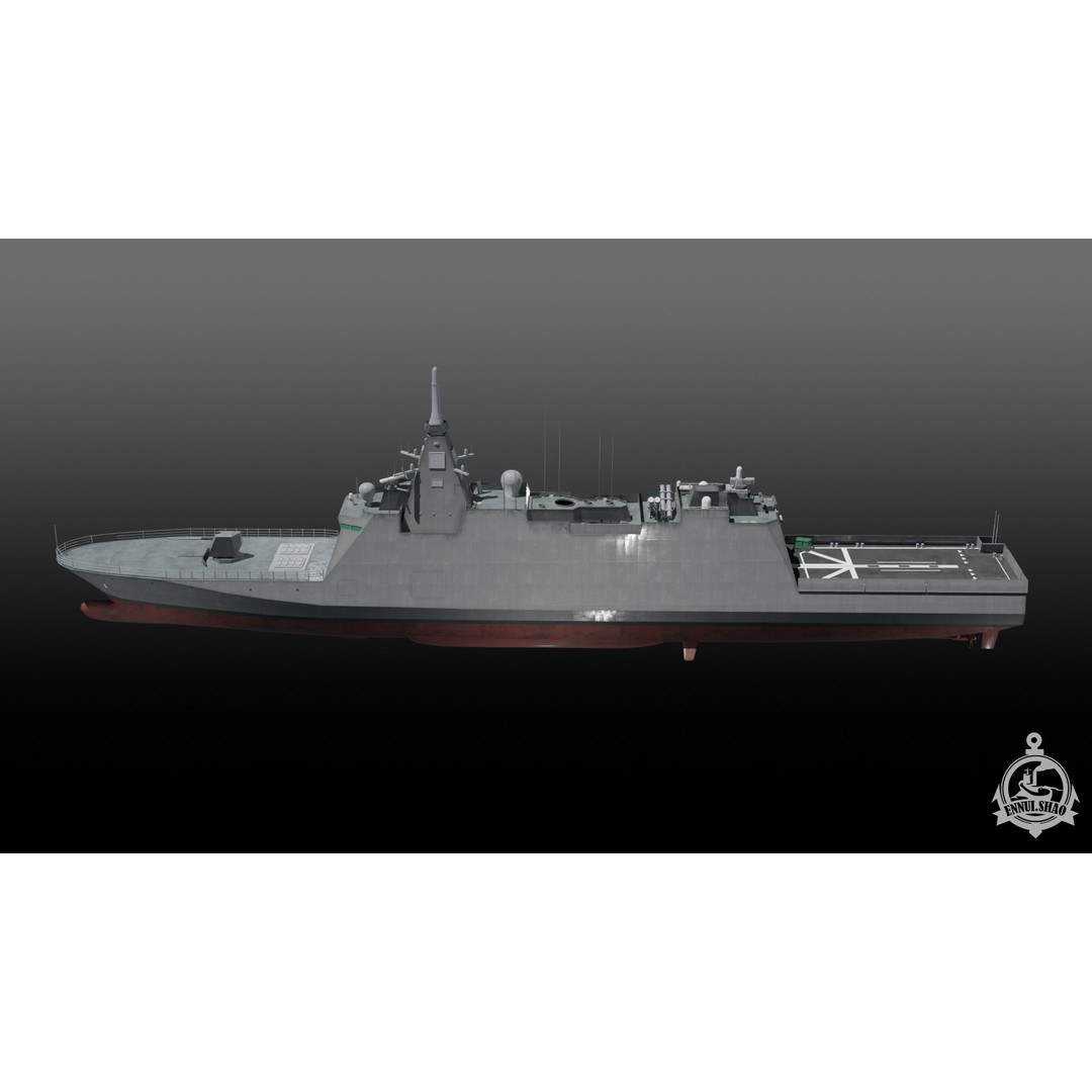 Mogami FFM-1 3D Model – Low Poly Stealth Frigate, PBR Textures - View 11
