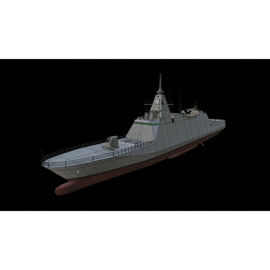 Mogami FFM-1 3D Model – Low Poly Stealth Frigate, PBR Textures - View 12