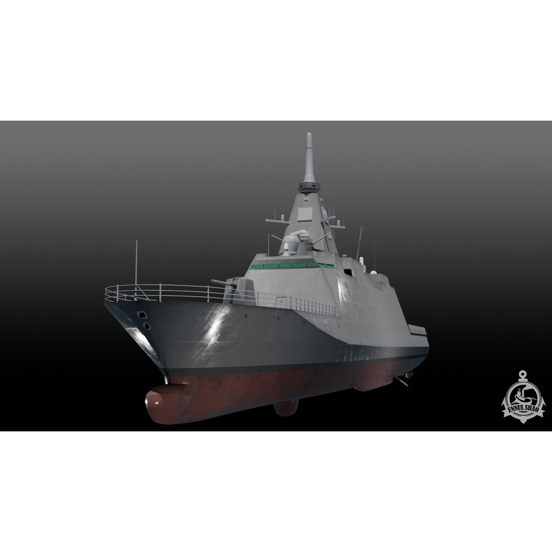 Mogami FFM-1 3D Model – Low Poly Stealth Frigate, PBR Textures - View 4