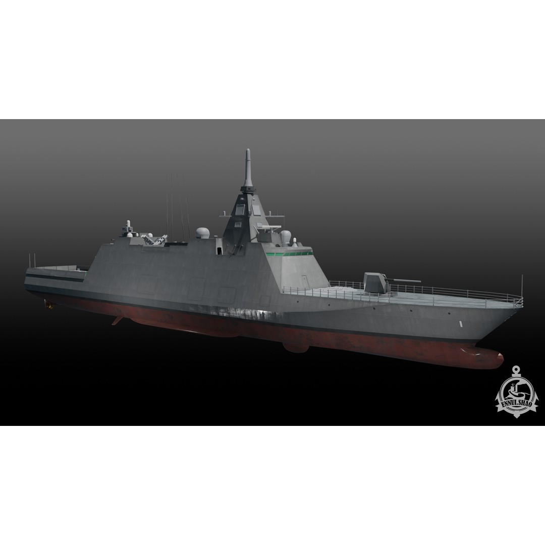 Mogami FFM-1 3D Model – Low Poly Stealth Frigate, PBR Textures - View 5